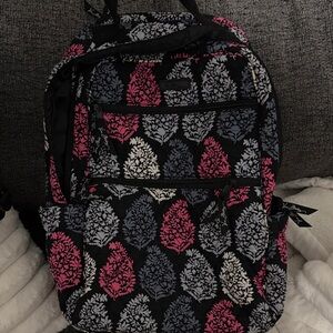 Stylish Black and Pink Patterned Women's Backpack